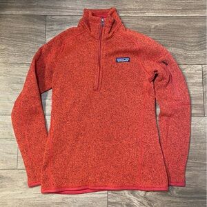 Patagonia Orange red Fleece Quarter Zip with side arm pockets size XS
